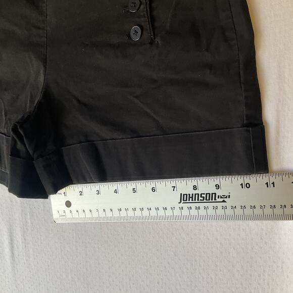 Express Design Studio Women Shorts 6 Black Bermuda Twill Editor Sailor Button 4” - Picture 5 of 9